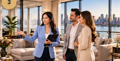 Property Showings — illustrative real estate scene